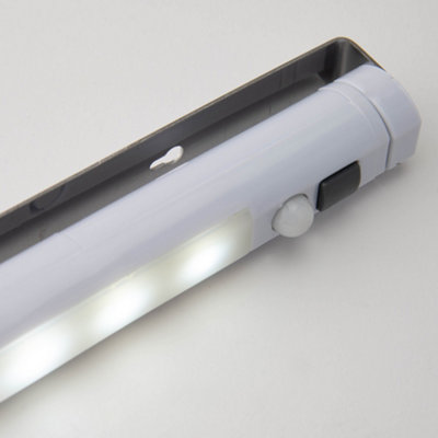 Arlec PIR Motion Movement Sensor LED Under Cabinet Cupboard Swivel Angle Light - Cool Ice White Wardrobe Bar Strip Battery Powered