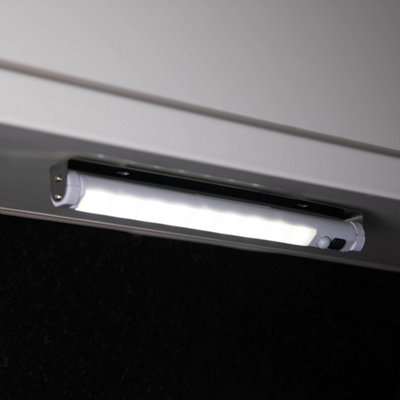 Arlec PIR Motion Movement Sensor LED Under Cabinet Cupboard Swivel Angle Light - Cool Ice White Wardrobe Bar Strip Battery Powered