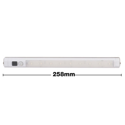 Arlec PIR Motion Movement Sensor LED Under Cabinet Cupboard Swivel Angle Light - Cool Ice White Wardrobe Bar Strip Battery Powered