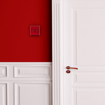 Arlec Rocker Screwless Double 2 Gang, 2 Way 10A Dimmer Light Switch Cherry Red Slim Plate Rounded Profile Dual Twin