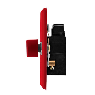 Arlec Rocker Screwless Double 2 Gang, 2 Way 10A Dimmer Light Switch Cherry Red Slim Plate Rounded Profile Dual Twin