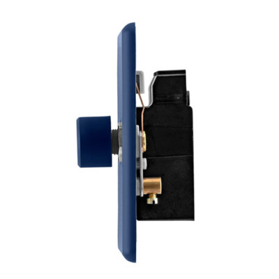 Arlec Rocker Screwless Double 2 Gang, 2 Way 10A Dimmer Light Switch Galaxy Blue Slim Plate Rounded Profile Dual Twin