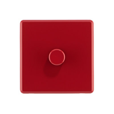 Arlec Rocker Screwless Single 1 Gang, 2 Way 10A Dimmer Light Switch Cherry Red Slim Plate Rounded Profile