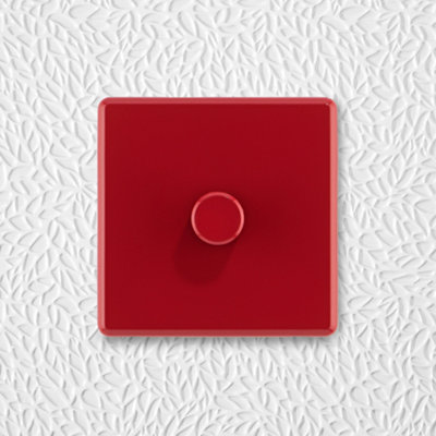Arlec Rocker Screwless Single 1 Gang, 2 Way 10A Dimmer Light Switch Cherry Red Slim Plate Rounded Profile