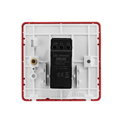 Arlec Rocker Screwless Single 1 Gang, 2 Way 10A Dimmer Light Switch Cherry Red Slim Plate Rounded Profile