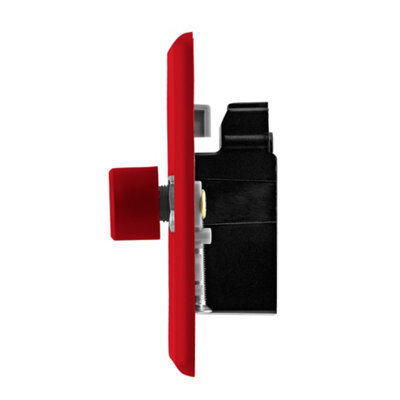 Arlec Rocker Screwless Single 1 Gang, 2 Way 10A Dimmer Light Switch Cherry Red Slim Plate Rounded Profile