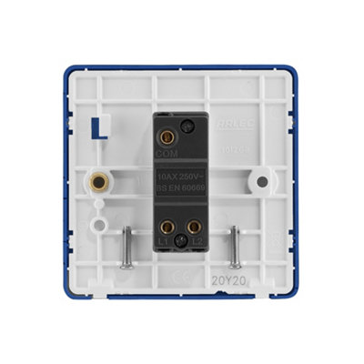 Arlec Rocker Screwless Single Light Switch 1 Gang, 2 Way 10A Galaxy Blue Raised Slim Plate Rounded Profile