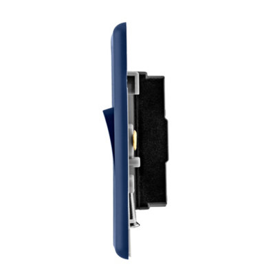 Arlec Rocker Screwless Single Light Switch 1 Gang, 2 Way 10A Galaxy Blue Raised Slim Plate Rounded Profile