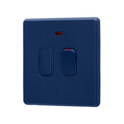 Arlec Rocker Screwless Switched Fused Spur Connection Unit 13A Galaxy Blue Neon Indicator Light Raised Slim Plate Rounded Profile