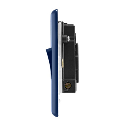 Arlec Rocker Screwless Switched Fused Spur Connection Unit 13A Galaxy Blue Neon Indicator Light Raised Slim Plate Rounded Profile