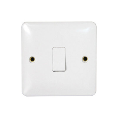 Arlec Slim Line 10A 1 Gang 2 Way White Wall Light Switch 10 Amp Screwed with Screw cap covers Slimline Profile