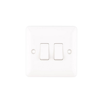 Arlec Slim Line 10A 2 Gang 2 Way White Wall Light Switch 10 Amp Screwed Slimline Profile