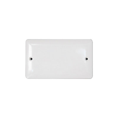 Arlec Slim Line Profile White Screwed Double 2 Gang Blank Plate Blanking Plate Curved Edge Dual Outlet