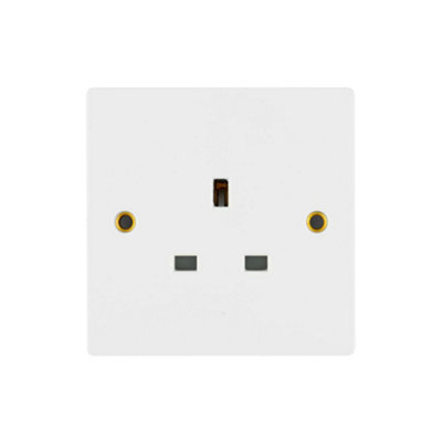 Arlec White 13A Single 1 Gang Unswitched Socket Screwed Square Edge Profile Double Pole