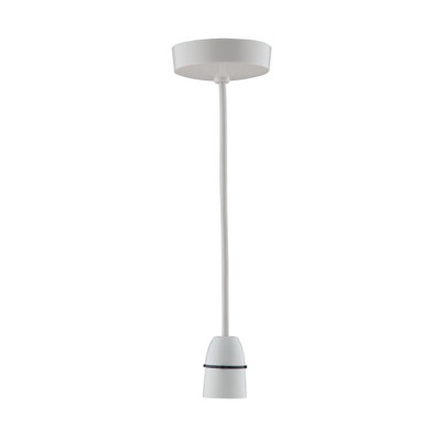 Arlec White Pendant Light Set 9 Inch (22cm) cord T2 Rated B22 for Bayonet Screw Cap Light Bulb