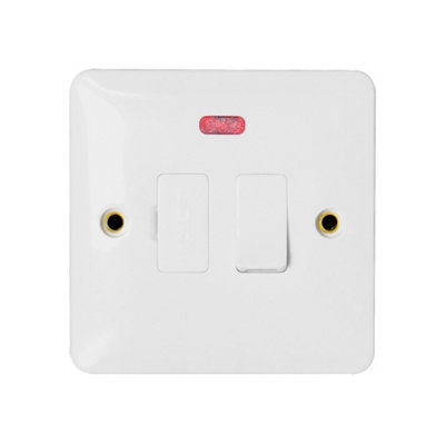Arlec White Slim Line 13A Single 1 Gang Screwed Switched Fused Spur Connection Unit Outlet With Neon Indicator Light