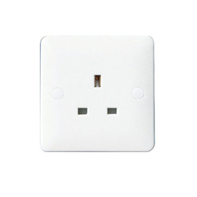 Arlec White Slim Line 13A Single 1 Gang Unswitched Socket Screwed Slimline Profile