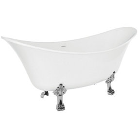 Arlene Traditional Freestanding White Acrylic Bath with Chrome Feet (L)1730mm (W)750mm