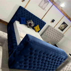 Arli Plush Velvet Blue TV Bed Frame