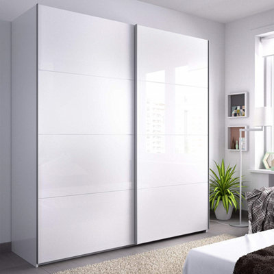 ARM Large 2 Door Sliding Wardrobe - White (H)200cm (W)150cm (D)63cm