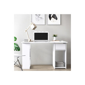 Arma Computer Desk with Drawer and 3-Compartment , 120 x 55 x 73 cm Working Desk Writing Table, White