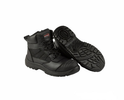 Arma Titan Black Leather Zip Side Boot Size 8