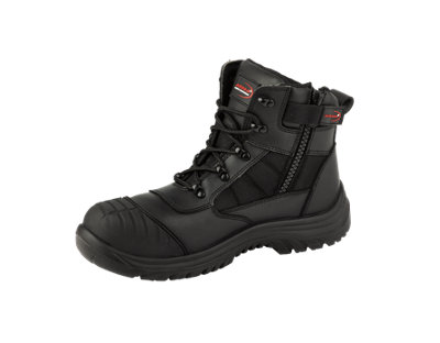 Arma Titan Black Leather Zip Side Boot Size 8