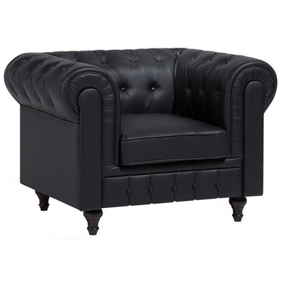 Armchair CHESTERFIELD Faux Leather Black