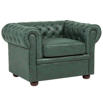 Armchair CHESTERFIELD Faux Leather Green