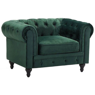 Armchair CHESTERFIELD Velvet Emerald Green