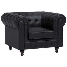 Armchair Faux Leather Black CHESTERFIELD