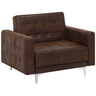 Armchair Faux Leather Brown ABERDEEN