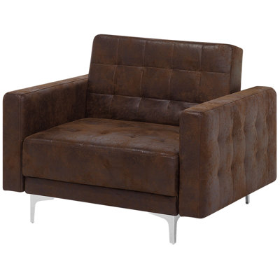 Armchair Faux Leather Brown ABERDEEN