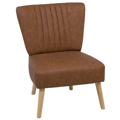 Armchair Faux Leather Golden Brown VAASA