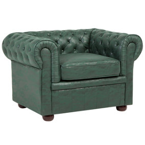 Armchair Faux Leather Green CHESTERFIELD