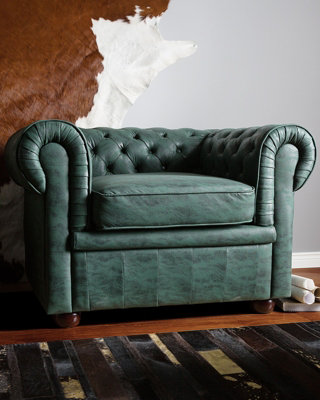 Armchair Faux Leather Green CHESTERFIELD