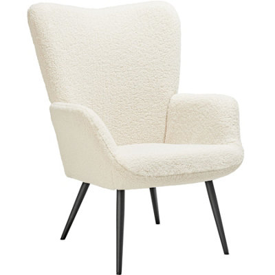 Armchair Hygge - padded, armrests and ergonomic backrest, 150 kg load capacity - cream/black