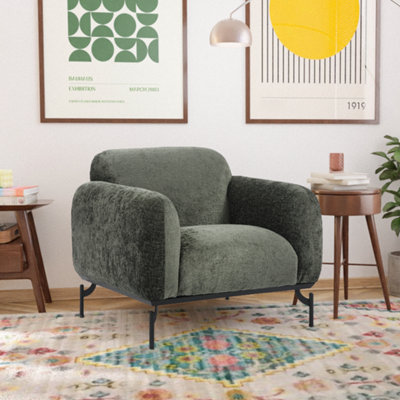 Armchair in Textured Chenille Green