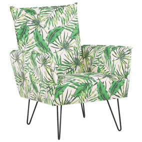 Armchair Leaf Pattern White with Green RIBE