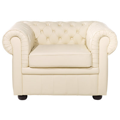 Armchair Leather Beige CHESTERFIELD