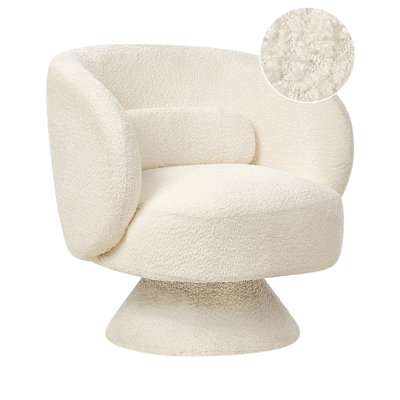 Armchair LIEKSA Swivel Boucle Off-White