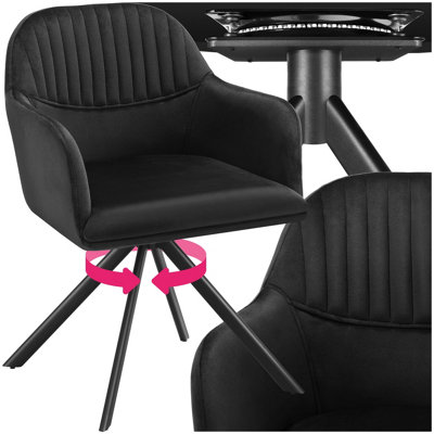 Armchair Lona - upholstered, fully rotatable, high backrest - black/black