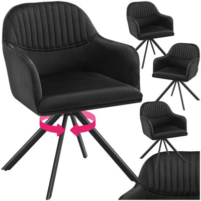 Armchair Lona - upholstered, fully rotatable, high backrest - black/black