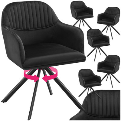 Armchair Lona - upholstered, fully rotatable, high backrest - black/black