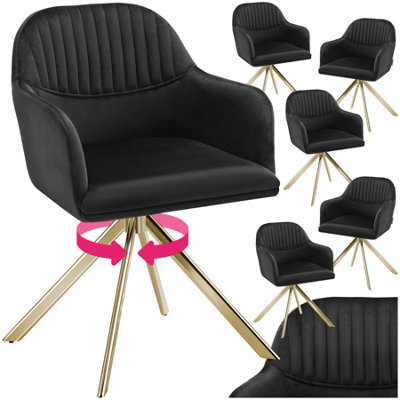 Armchair Lona - upholstered, fully rotatable, high backrest - black/gold