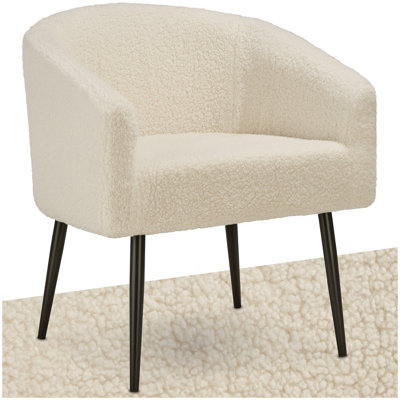 Armchair Mysig - padded, bouclé cover, continuous arm and backrest - cream