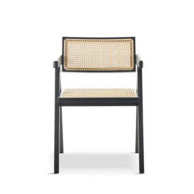Armchair (Pack of 2) - Wood/Rattan - L60 x W56 x H84 cm - Black