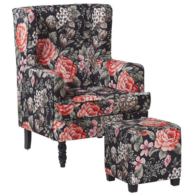 Armchair SANDSET with Footstool Fabric Multicolour