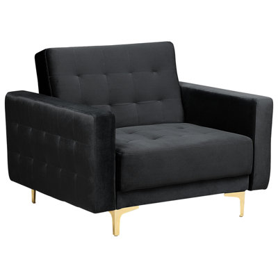 Armchair Velvet Black ABERDEEN