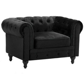 Armchair Velvet Black CHESTERFIELD